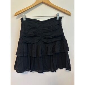 Mainstrip Black Ruched Tiered Ruffle Mini Skirt | Size Small